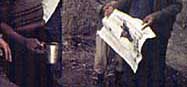 A defector with poster in hand