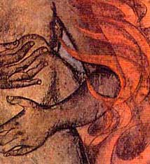 "Burning Mother and Child" Painting by Iri & Toshi Maruki (detail) 