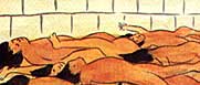 Bodies of the dead fill the river