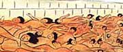 Bodies of the dead fill the river