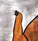 "Blue flames rise from his fingers."