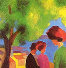 Woman in the Green Jacket - Painting by August Macke 