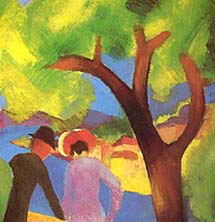Woman in the Green Jacket - Painting by August Macke 