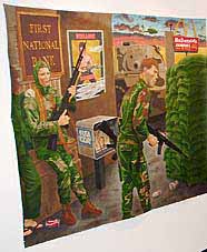 Artworks by Vallen, including a large acrylic painting on unstretched canvas