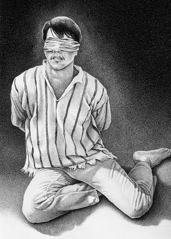 Ink drawing by Mark Vallen