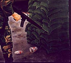 A People Under Command - Painting by Mark Vallen, 1985 