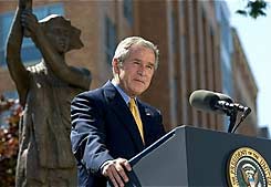 President Bush at the Victims of Communism Memorial dedication