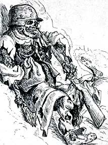 Dead Sentry in Trench - etching by Otto Dix, 1924