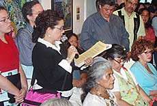 Linda Gamboa reads an open letter to the board from the Coalition of Concerned Citizens