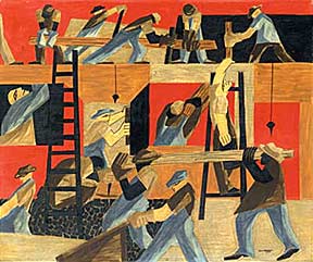 The Builders - painting by Jacob Lawrence