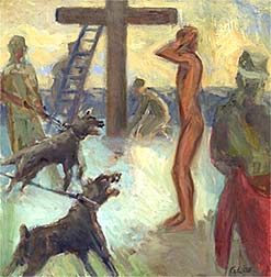Stripped of his Garments - Painting by Gwyneth Leech