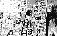 Wheatpasting the posters on the street